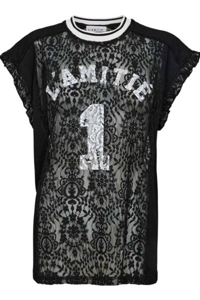 Football lace frill top black Haute L’Amitie