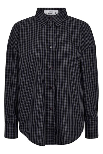 Melvin checked twist bow shirt navy Haute L’Amitie
