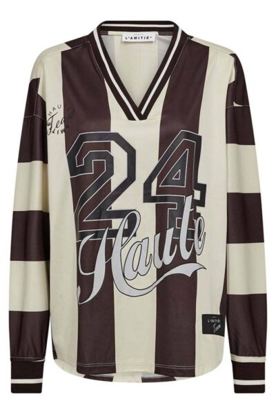 Haute 24 stripe blouse mocca/pearl Haute L’Amitie