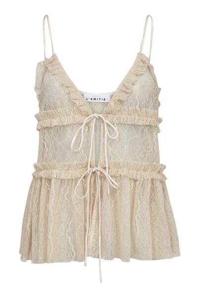 New lace tie top seashell Haute L’Amitie