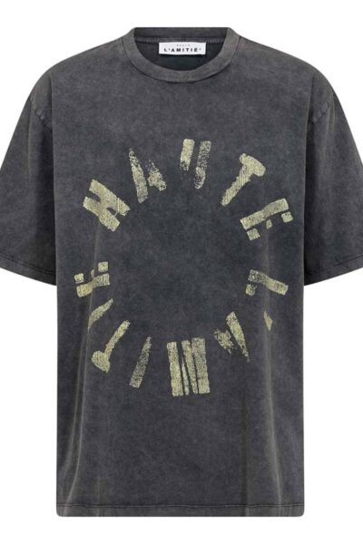Logo circle tee black acid wash Haute L’Amitie