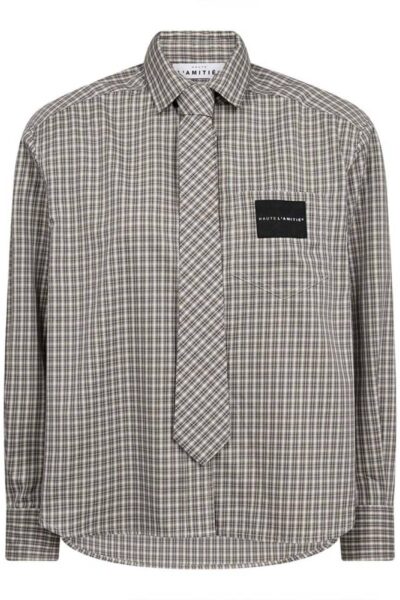 Chess tie shirt beige Haute L’Amitie