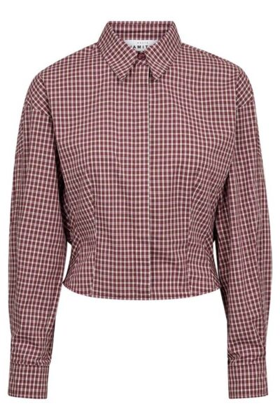 Musa check smock shirt wine Haute L’Amitie