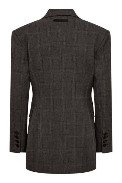 Waist fit check blazer mocca Haute L’Amitie