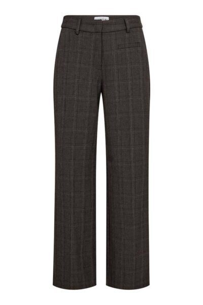 Check fit plain tall pant mocca Haute L’Amitie