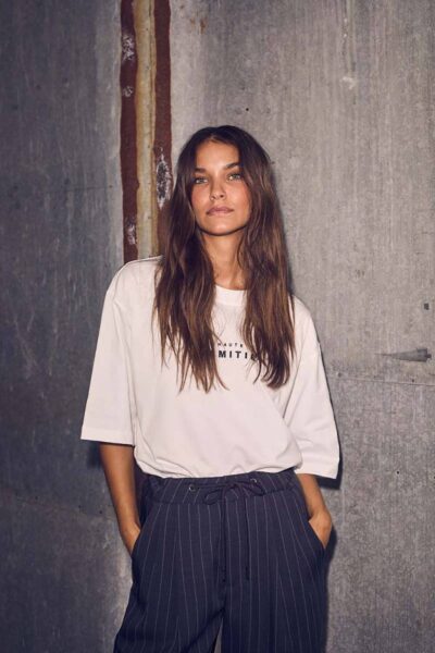 Crew rub print tee white Haute L’Amitie