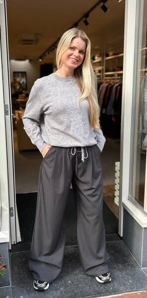 Michelle tailor tie tall pant dark grey L’Amitie