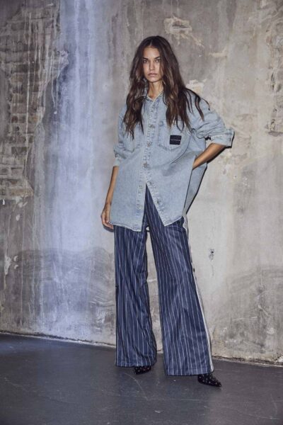 Baggy pin stripe track tall navy Haute L’Amitie