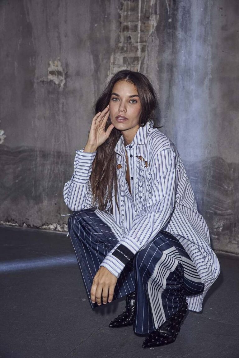 Striped fringe shirt blue/white Haute L'Amitie