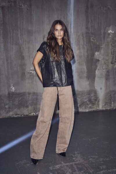 Drew barrel panel tall jeans camel Haute L’Amitie