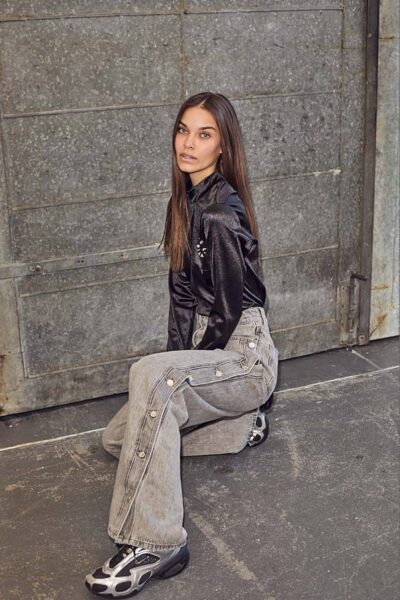 Side panel button tall jeans grey Haute L’Amitie