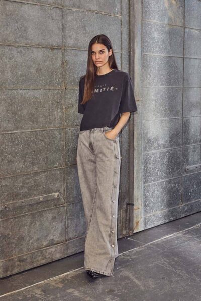 Side panel button tall jeans grey Haute L’Amitie