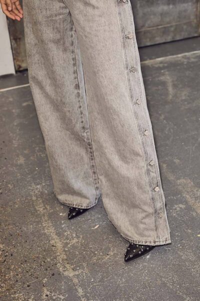 Side panel button tall jeans grey Haute L’Amitie