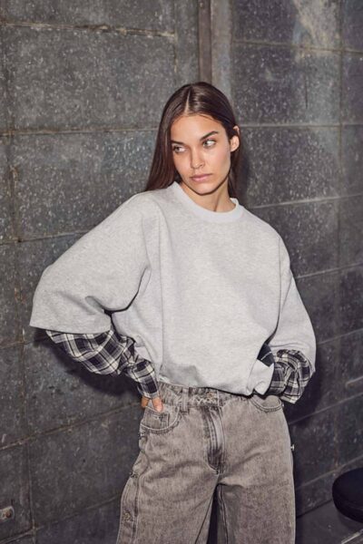 Sweat ls shirt mix grey melange Haute L’Amitie