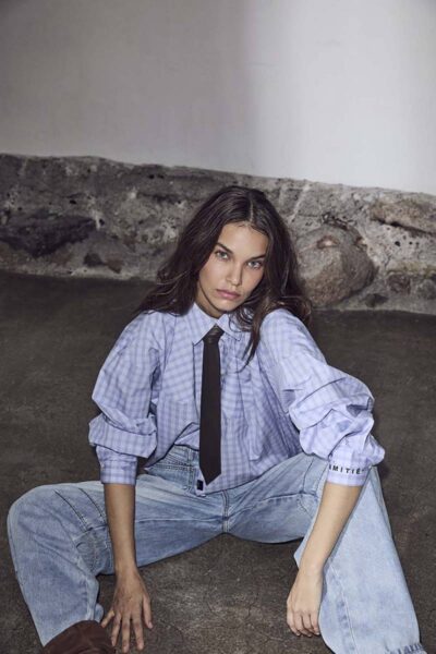 Sophie check shirt pale blue Haute L’Amitie