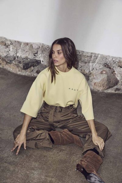 Maxi split sslogo sweat pale yellow Haute L’Amitie