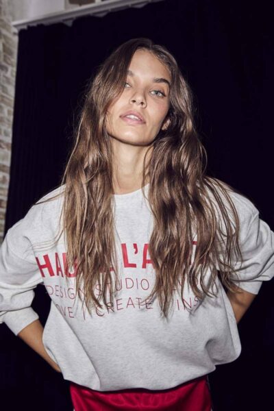 Studio logo sweat pearl mel./red Haute L’Amitie