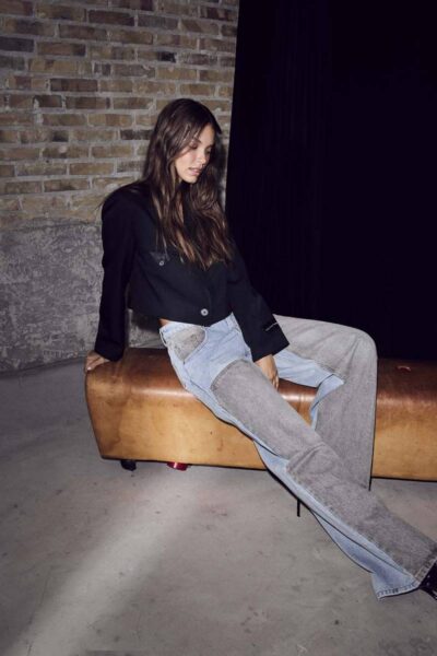 Two-tone patch tall jeans blue/grey Haute L’Amitie