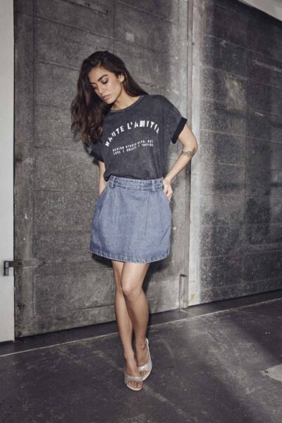 Denim pleat skirt blue Haute L’Amitie