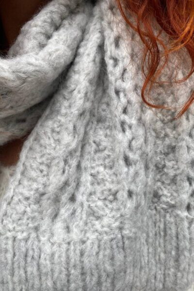 Holly shawl silver Inti handmade knitwear