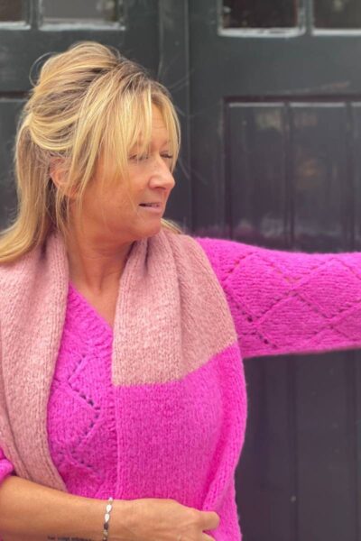 Tri color magenta/ lychee Inti handmade knitwear