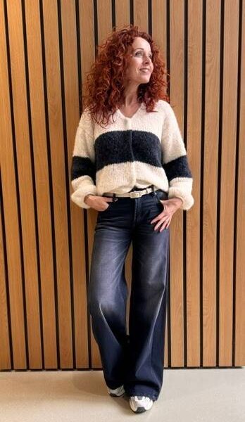 Palazzo patch rigid dark used black denim Cambio