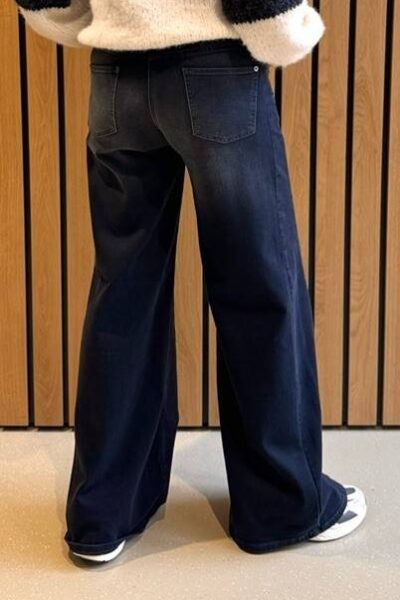 Palazzo patch rigid dark used black denim Cambio