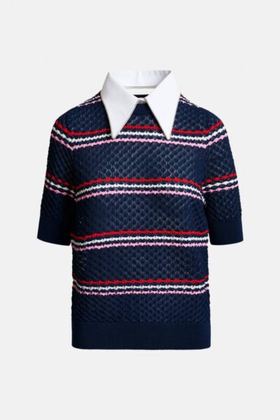 Jantasy pullover with collar C6 navy Essentiel