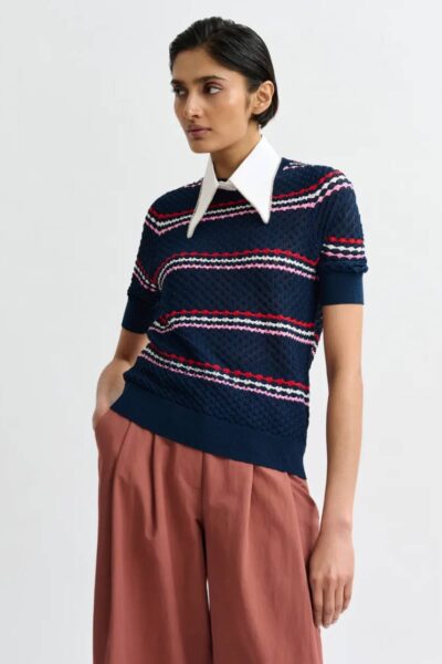 Jantasy pullover with collar C6 navy Essentiel