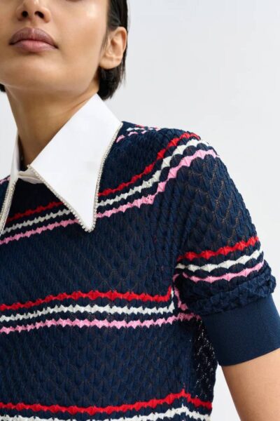 Jantasy pullover with collar C6 navy Essentiel