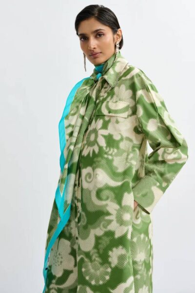 Jarf printed scarf C4 spirulina green Essentiel