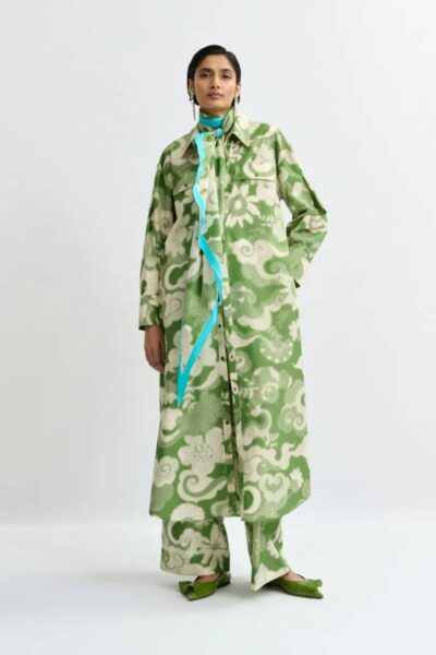 Jarf printed scarf C4 spirulina green Essentiel