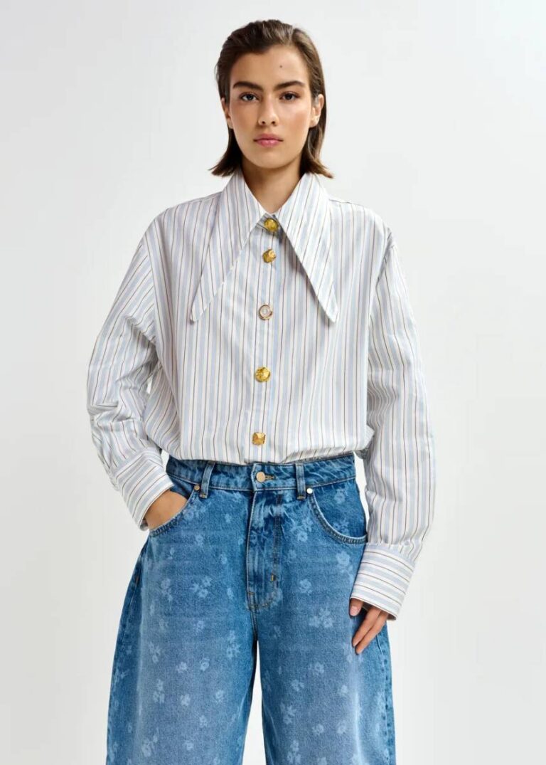 Jomato pointy collar shirt C1 nile blue Essentiel