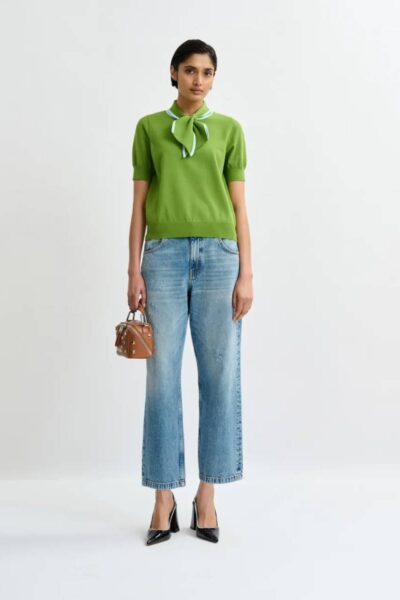 Jonda contrast colour polo C3 spirulina Essentiel