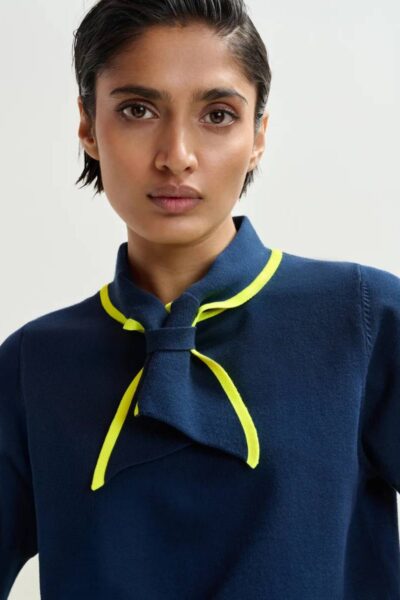 Jonda contrast colour polo C3 navy Essentiel