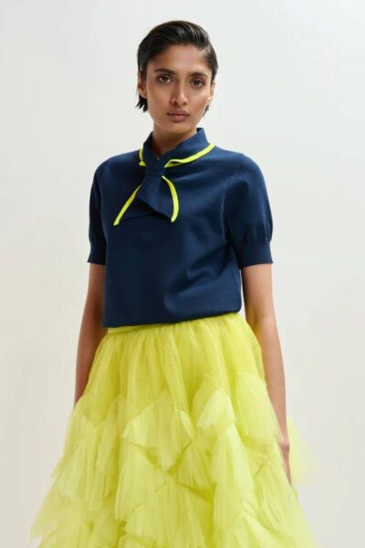 Jonda contrast colour polo C3 navy Essentiel