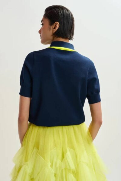 Jonda contrast colour polo C3 navy Essentiel