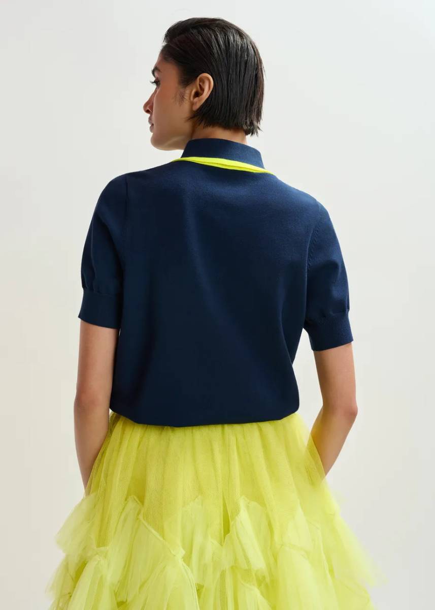 Jonda contrast colour polo C3 navy Essentiel - Afbeelding 3