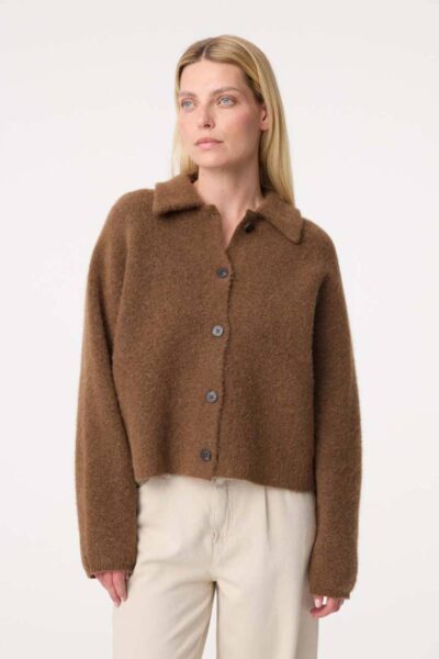 Gigi cardigan mid brown Knit-ted