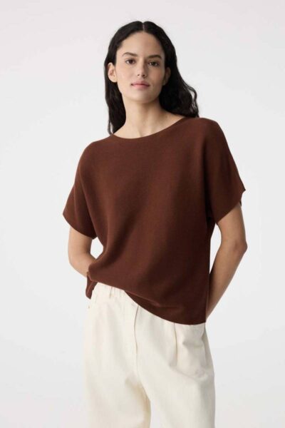 Eva top mid brown Knit-ted