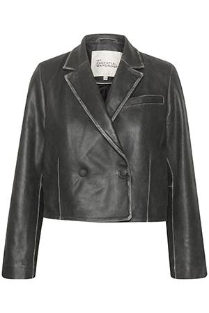 GiloMW leather short blazer medium grey MEW