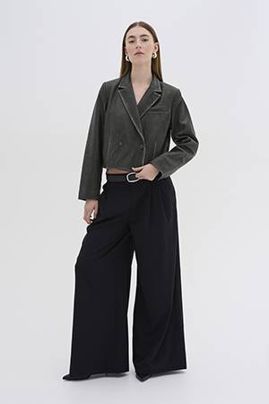 GiloMW leather short blazer medium grey MEW
