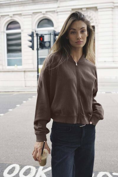 Meta short sweat jacket tobacco MEW