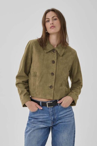 Petra suede jacket capers My Essential Wardrobe