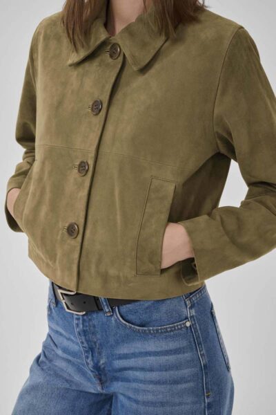 Petra suede jacket capers My Essential Wardrobe