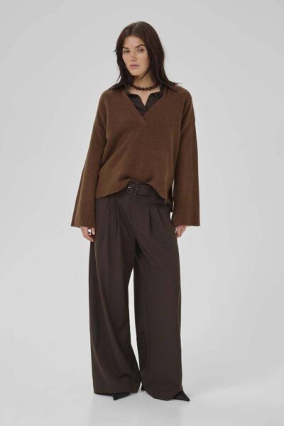 Huxi v-neck pullover tobacco brown MEW