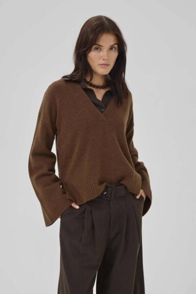 Huxi v-neck pullover tobacco brown MEW