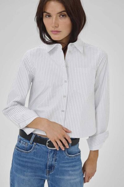 Jean short shirt pearl blue stiped MEW