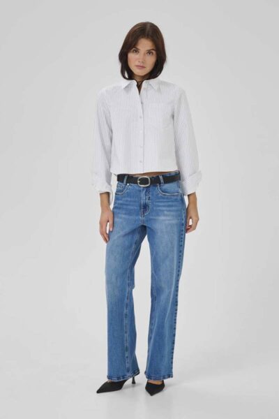 Jean short shirt pearl blue stiped MEW