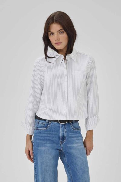 Jean short shirt pearl blue stiped MEW